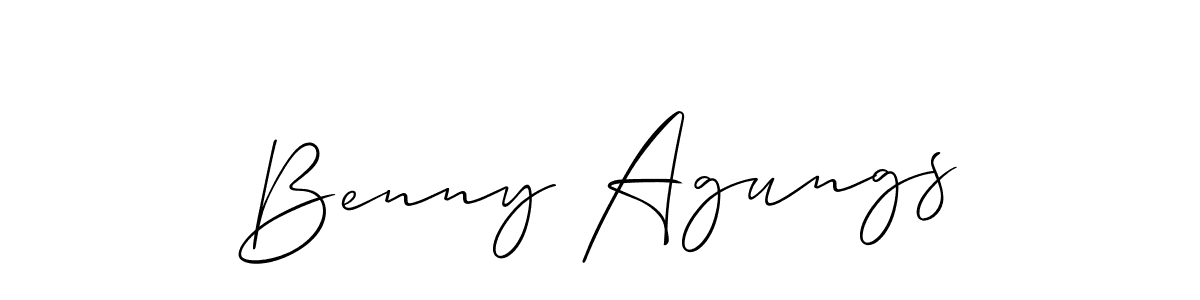 Allison_Script is a professional signature style that is perfect for those who want to add a touch of class to their signature. It is also a great choice for those who want to make their signature more unique. Get Benny Agungs name to fancy signature for free. Benny Agungs signature style 2 images and pictures png