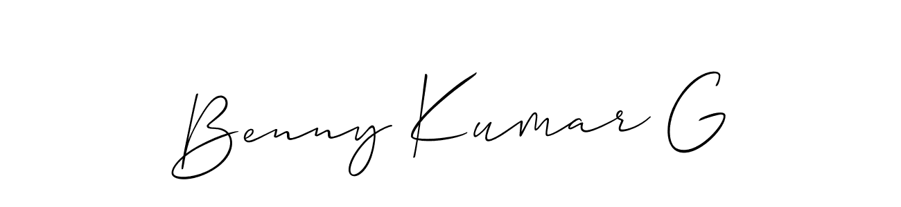 Make a short Benny Kumar G signature style. Manage your documents anywhere anytime using Allison_Script. Create and add eSignatures, submit forms, share and send files easily. Benny Kumar G signature style 2 images and pictures png