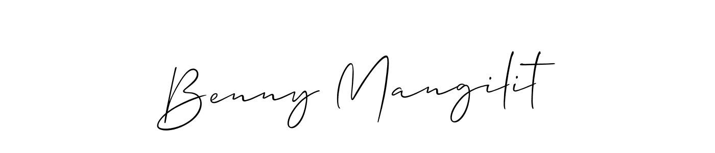 Create a beautiful signature design for name Benny Mangilit. With this signature (Allison_Script) fonts, you can make a handwritten signature for free. Benny Mangilit signature style 2 images and pictures png