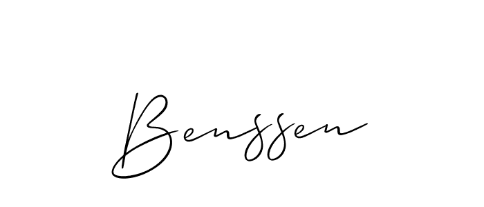 The best way (Allison_Script) to make a short signature is to pick only two or three words in your name. The name Benssen include a total of six letters. For converting this name. Benssen signature style 2 images and pictures png