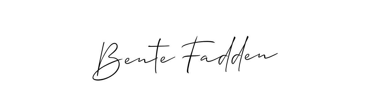 The best way (Allison_Script) to make a short signature is to pick only two or three words in your name. The name Bente Fadden include a total of six letters. For converting this name. Bente Fadden signature style 2 images and pictures png