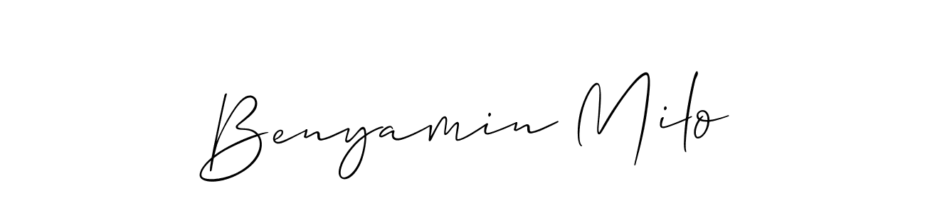 Make a short Benyamin Milo signature style. Manage your documents anywhere anytime using Allison_Script. Create and add eSignatures, submit forms, share and send files easily. Benyamin Milo signature style 2 images and pictures png