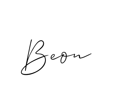 Design your own signature with our free online signature maker. With this signature software, you can create a handwritten (Allison_Script) signature for name Beon. Beon signature style 2 images and pictures png