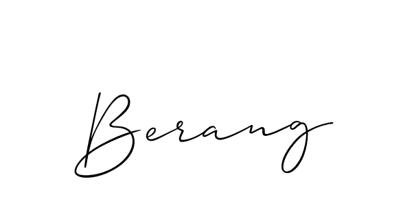 Make a beautiful signature design for name Berang. With this signature (Allison_Script) style, you can create a handwritten signature for free. Berang signature style 2 images and pictures png