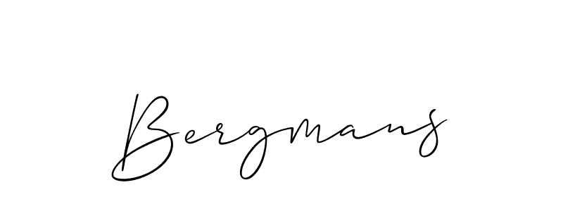 Use a signature maker to create a handwritten signature online. With this signature software, you can design (Allison_Script) your own signature for name Bergmans. Bergmans signature style 2 images and pictures png