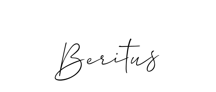 The best way (Allison_Script) to make a short signature is to pick only two or three words in your name. The name Beritus include a total of six letters. For converting this name. Beritus signature style 2 images and pictures png