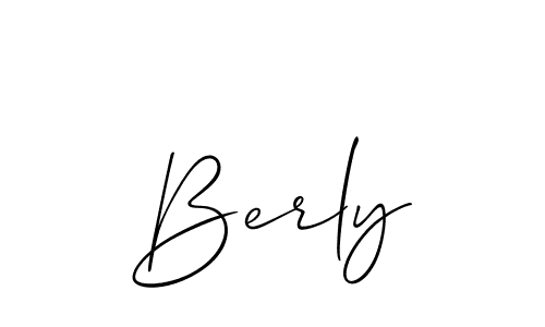 The best way (Allison_Script) to make a short signature is to pick only two or three words in your name. The name Berly include a total of six letters. For converting this name. Berly signature style 2 images and pictures png