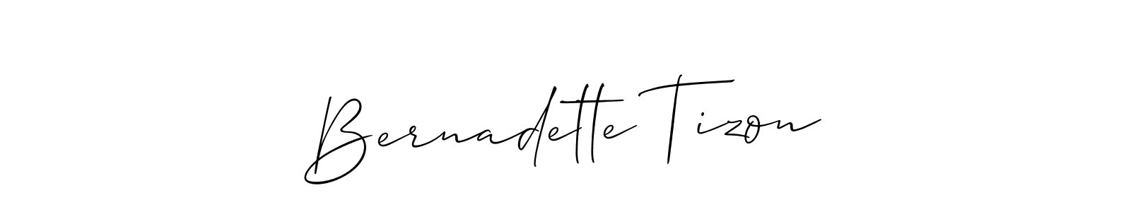 The best way (Allison_Script) to make a short signature is to pick only two or three words in your name. The name Bernadette Tizon include a total of six letters. For converting this name. Bernadette Tizon signature style 2 images and pictures png