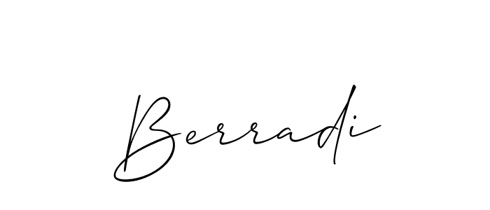Make a short Berradi signature style. Manage your documents anywhere anytime using Allison_Script. Create and add eSignatures, submit forms, share and send files easily. Berradi signature style 2 images and pictures png