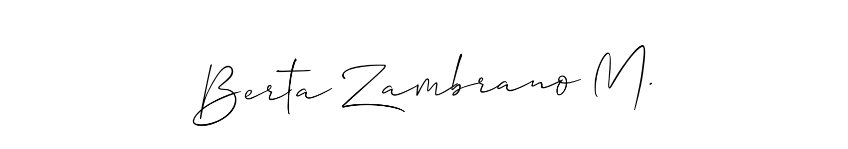 Create a beautiful signature design for name Berta Zambrano M.. With this signature (Allison_Script) fonts, you can make a handwritten signature for free. Berta Zambrano M. signature style 2 images and pictures png