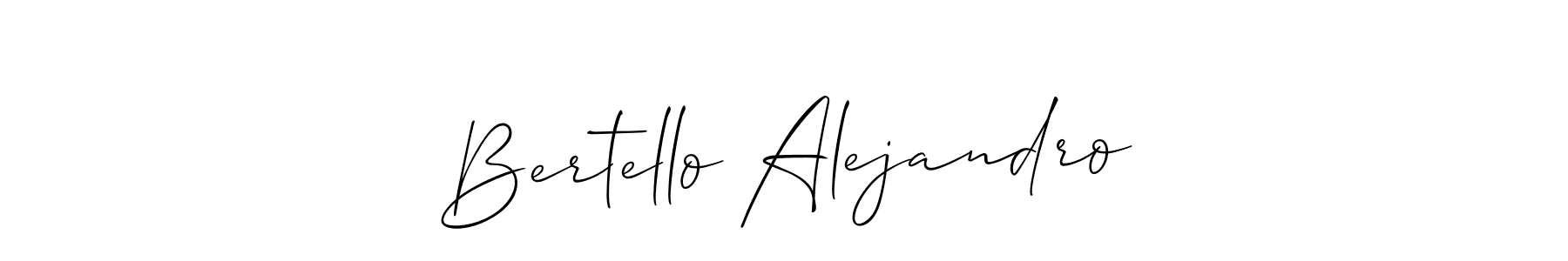 Similarly Allison_Script is the best handwritten signature design. Signature creator online .You can use it as an online autograph creator for name Bertello Alejandro. Bertello Alejandro signature style 2 images and pictures png