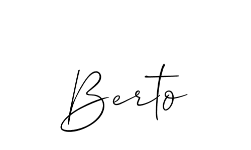 Use a signature maker to create a handwritten signature online. With this signature software, you can design (Allison_Script) your own signature for name Berto. Berto signature style 2 images and pictures png