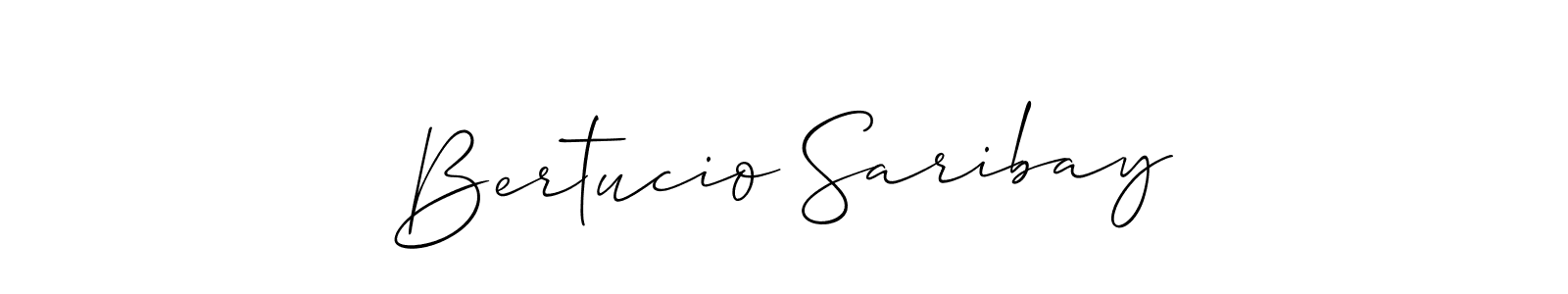 You should practise on your own different ways (Allison_Script) to write your name (Bertucio Saribay) in signature. don't let someone else do it for you. Bertucio Saribay signature style 2 images and pictures png
