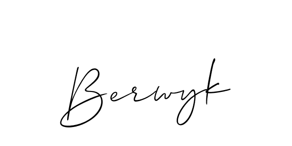 Use a signature maker to create a handwritten signature online. With this signature software, you can design (Allison_Script) your own signature for name Berwyk. Berwyk signature style 2 images and pictures png