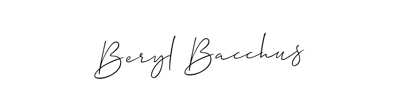 Make a beautiful signature design for name Beryl Bacchus. With this signature (Allison_Script) style, you can create a handwritten signature for free. Beryl Bacchus signature style 2 images and pictures png