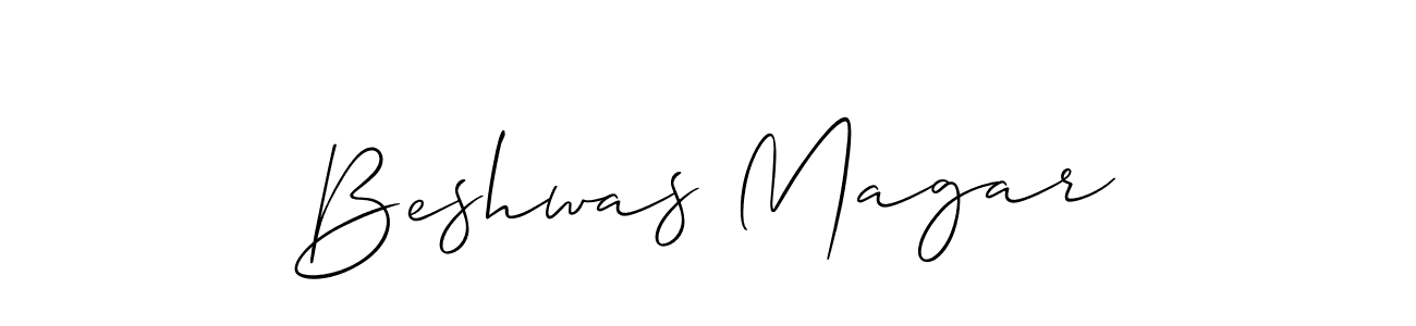 Beshwas Magar stylish signature style. Best Handwritten Sign (Allison_Script) for my name. Handwritten Signature Collection Ideas for my name Beshwas Magar. Beshwas Magar signature style 2 images and pictures png