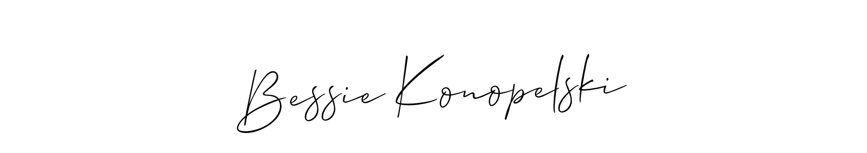 Make a beautiful signature design for name Bessie Konopelski. With this signature (Allison_Script) style, you can create a handwritten signature for free. Bessie Konopelski signature style 2 images and pictures png