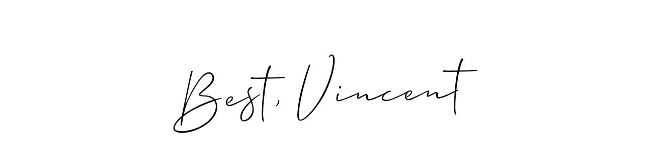 How to make Best, Vincent name signature. Use Allison_Script style for creating short signs online. This is the latest handwritten sign. Best, Vincent signature style 2 images and pictures png
