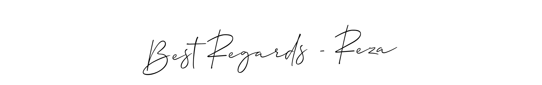 How to make Best Regards - Reza name signature. Use Allison_Script style for creating short signs online. This is the latest handwritten sign. Best Regards - Reza signature style 2 images and pictures png