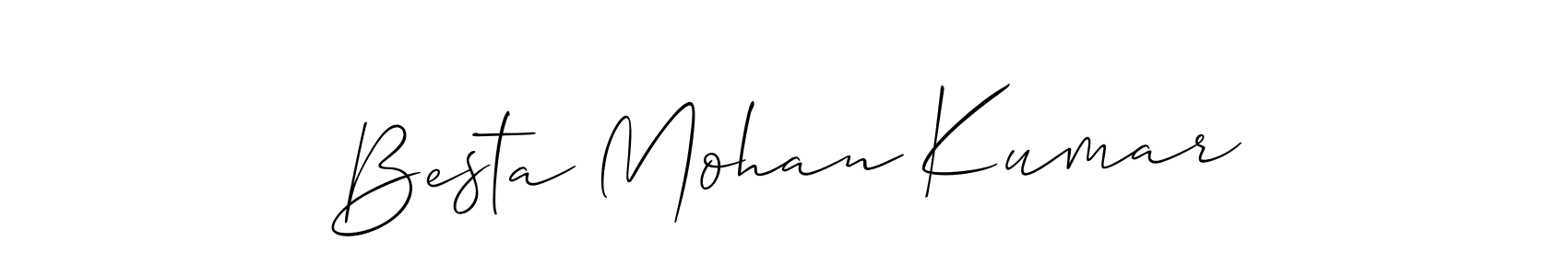 Also You can easily find your signature by using the search form. We will create Besta Mohan Kumar name handwritten signature images for you free of cost using Allison_Script sign style. Besta Mohan Kumar signature style 2 images and pictures png