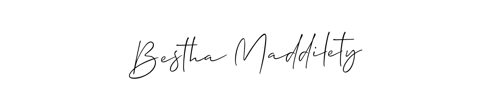 You should practise on your own different ways (Allison_Script) to write your name (Bestha Maddilety) in signature. don't let someone else do it for you. Bestha Maddilety signature style 2 images and pictures png