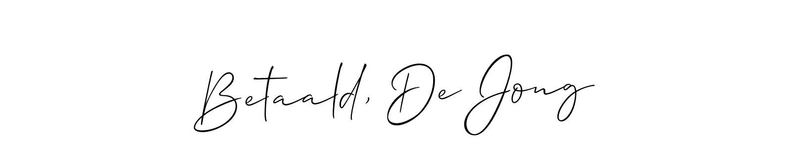 Allison_Script is a professional signature style that is perfect for those who want to add a touch of class to their signature. It is also a great choice for those who want to make their signature more unique. Get Betaald, De Jong name to fancy signature for free. Betaald, De Jong signature style 2 images and pictures png