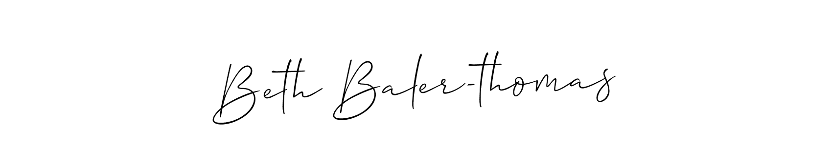 The best way (Allison_Script) to make a short signature is to pick only two or three words in your name. The name Beth Baler-thomas include a total of six letters. For converting this name. Beth Baler-thomas signature style 2 images and pictures png