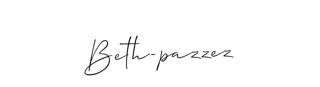 The best way (Allison_Script) to make a short signature is to pick only two or three words in your name. The name Beth-pazzez include a total of six letters. For converting this name. Beth-pazzez signature style 2 images and pictures png