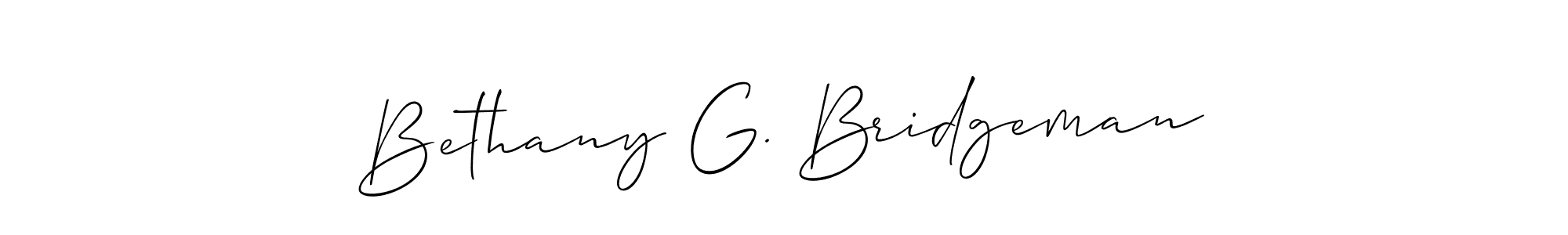 It looks lik you need a new signature style for name Bethany G. Bridgeman. Design unique handwritten (Allison_Script) signature with our free signature maker in just a few clicks. Bethany G. Bridgeman signature style 2 images and pictures png