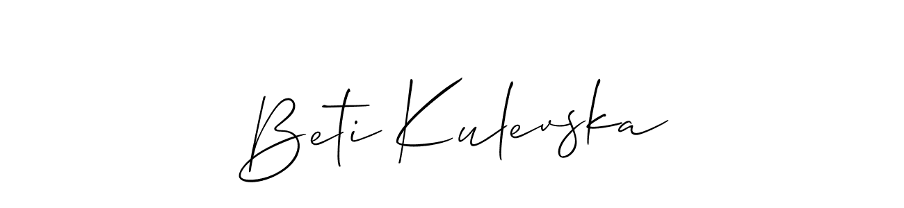 Use a signature maker to create a handwritten signature online. With this signature software, you can design (Allison_Script) your own signature for name Beti Kulevska. Beti Kulevska signature style 2 images and pictures png