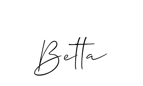 Design your own signature with our free online signature maker. With this signature software, you can create a handwritten (Allison_Script) signature for name Betta. Betta signature style 2 images and pictures png