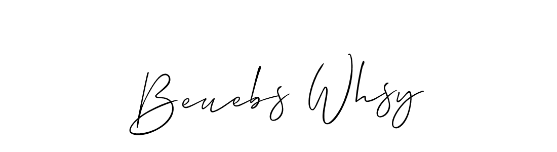 Use a signature maker to create a handwritten signature online. With this signature software, you can design (Allison_Script) your own signature for name Beuebs Whsy. Beuebs Whsy signature style 2 images and pictures png