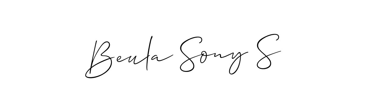 The best way (Allison_Script) to make a short signature is to pick only two or three words in your name. The name Beula Sony S include a total of six letters. For converting this name. Beula Sony S signature style 2 images and pictures png