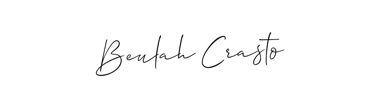 Also You can easily find your signature by using the search form. We will create Beulah Crasto name handwritten signature images for you free of cost using Allison_Script sign style. Beulah Crasto signature style 2 images and pictures png