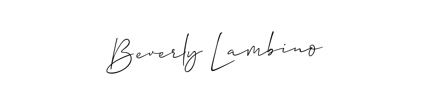 Allison_Script is a professional signature style that is perfect for those who want to add a touch of class to their signature. It is also a great choice for those who want to make their signature more unique. Get Beverly Lambino name to fancy signature for free. Beverly Lambino signature style 2 images and pictures png