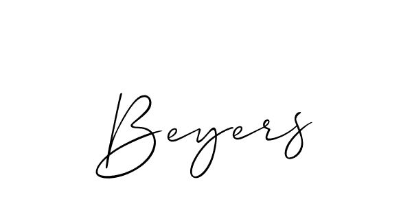 Use a signature maker to create a handwritten signature online. With this signature software, you can design (Allison_Script) your own signature for name Beyers. Beyers signature style 2 images and pictures png