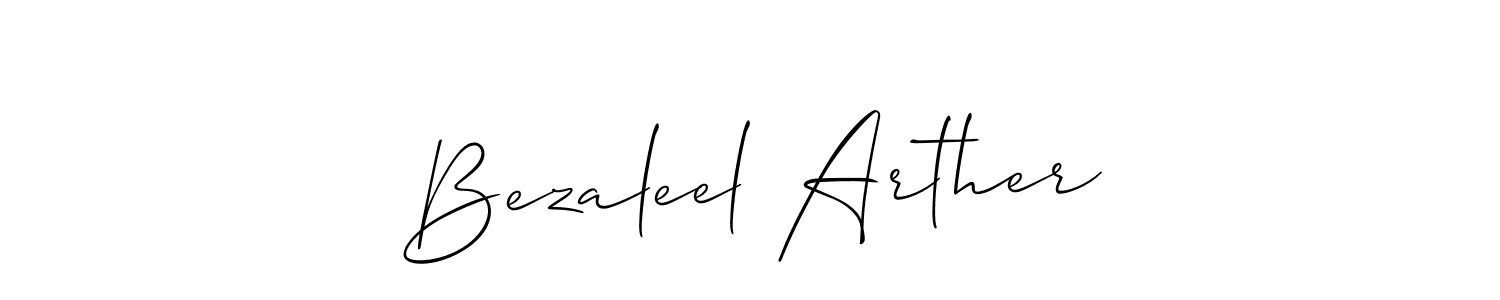 Also You can easily find your signature by using the search form. We will create Bezaleel Arther name handwritten signature images for you free of cost using Allison_Script sign style. Bezaleel Arther signature style 2 images and pictures png