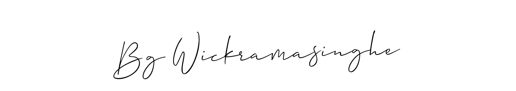 if you are searching for the best signature style for your name Bg Wickramasinghe. so please give up your signature search. here we have designed multiple signature styles  using Allison_Script. Bg Wickramasinghe signature style 2 images and pictures png