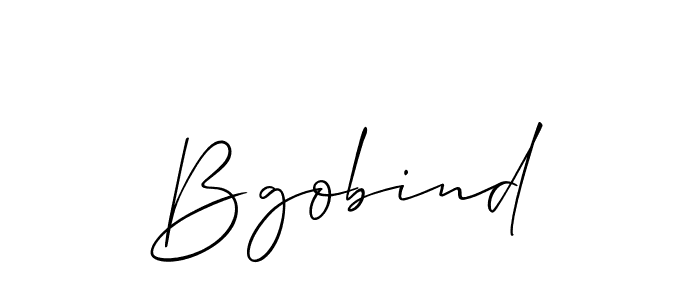 Make a beautiful signature design for name Bgobind. With this signature (Allison_Script) style, you can create a handwritten signature for free. Bgobind signature style 2 images and pictures png