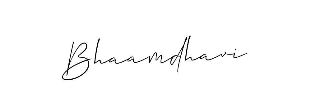 Create a beautiful signature design for name Bhaamdhavi. With this signature (Allison_Script) fonts, you can make a handwritten signature for free. Bhaamdhavi signature style 2 images and pictures png