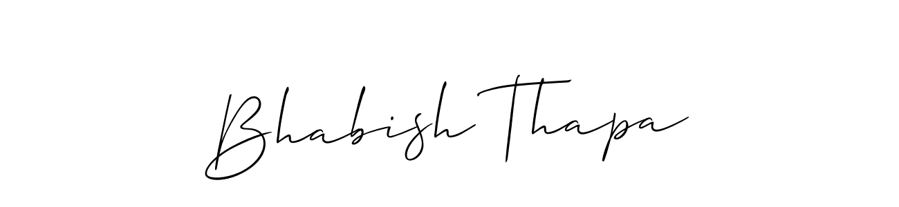 The best way (Allison_Script) to make a short signature is to pick only two or three words in your name. The name Bhabish Thapa include a total of six letters. For converting this name. Bhabish Thapa signature style 2 images and pictures png