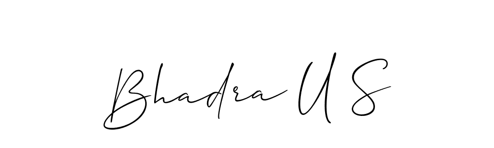 Allison_Script is a professional signature style that is perfect for those who want to add a touch of class to their signature. It is also a great choice for those who want to make their signature more unique. Get Bhadra U S name to fancy signature for free. Bhadra U S signature style 2 images and pictures png