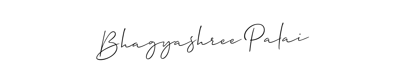 The best way (Allison_Script) to make a short signature is to pick only two or three words in your name. The name Bhagyashree Palai include a total of six letters. For converting this name. Bhagyashree Palai signature style 2 images and pictures png