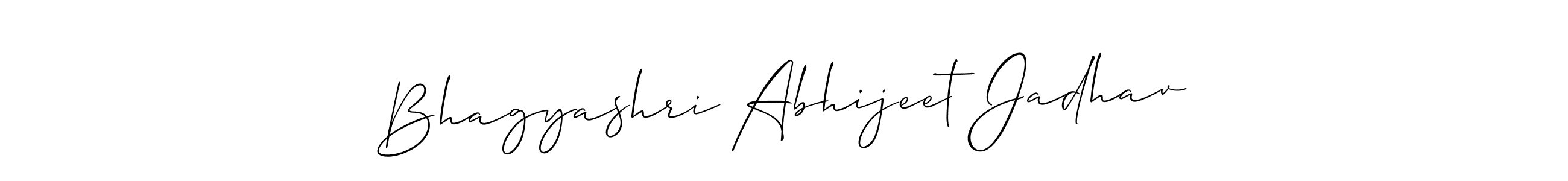 The best way (Allison_Script) to make a short signature is to pick only two or three words in your name. The name Bhagyashri Abhijeet Jadhav include a total of six letters. For converting this name. Bhagyashri Abhijeet Jadhav signature style 2 images and pictures png