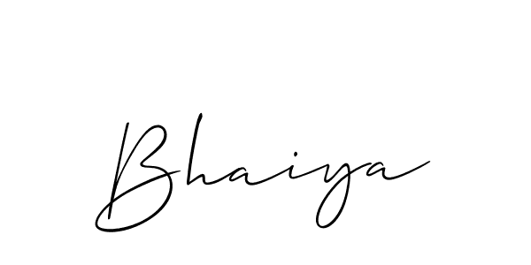 Design your own signature with our free online signature maker. With this signature software, you can create a handwritten (Allison_Script) signature for name Bhaiya. Bhaiya signature style 2 images and pictures png