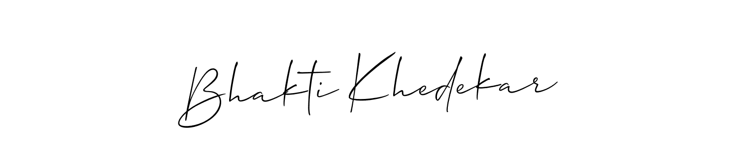 The best way (Allison_Script) to make a short signature is to pick only two or three words in your name. The name Bhakti Khedekar include a total of six letters. For converting this name. Bhakti Khedekar signature style 2 images and pictures png