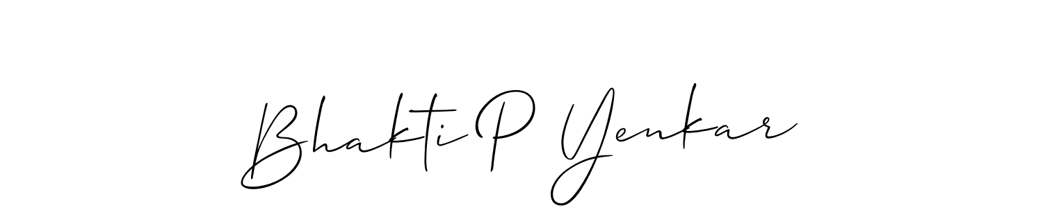 You should practise on your own different ways (Allison_Script) to write your name (Bhakti P Yenkar) in signature. don't let someone else do it for you. Bhakti P Yenkar signature style 2 images and pictures png