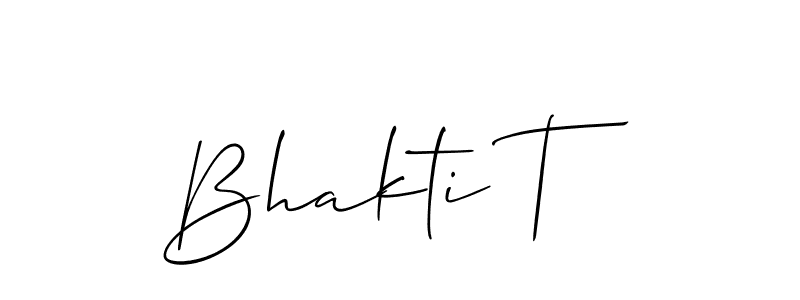 if you are searching for the best signature style for your name Bhakti T. so please give up your signature search. here we have designed multiple signature styles  using Allison_Script. Bhakti T signature style 2 images and pictures png