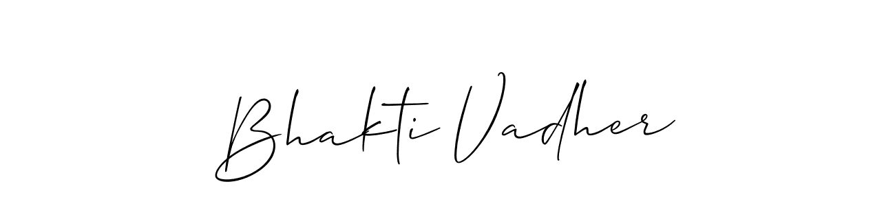 The best way (Allison_Script) to make a short signature is to pick only two or three words in your name. The name Bhakti Vadher include a total of six letters. For converting this name. Bhakti Vadher signature style 2 images and pictures png