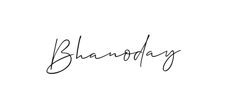 The best way (Allison_Script) to make a short signature is to pick only two or three words in your name. The name Bhanoday include a total of six letters. For converting this name. Bhanoday signature style 2 images and pictures png